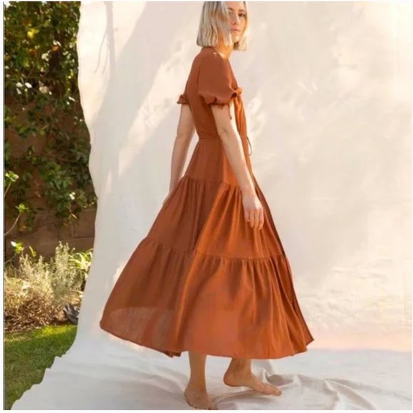 Christy Dawn Augusta Dress In Rust Brown - Picture 2 of 7